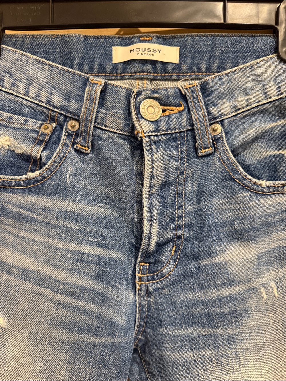 Moussy Light Blue Distressed Jeans - Japanese denim